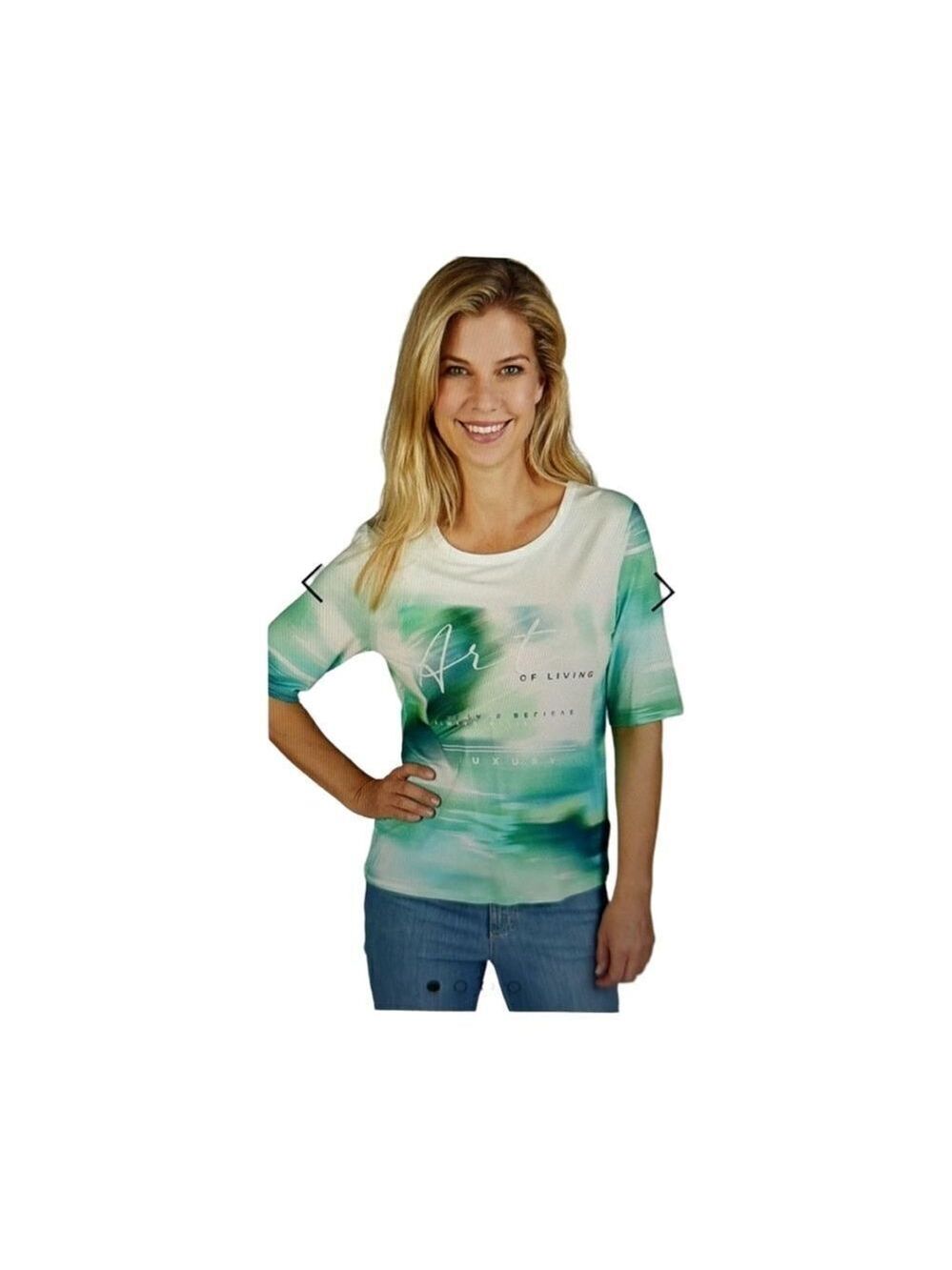 RABE ROUND NECK TEXT PRINT TOP.